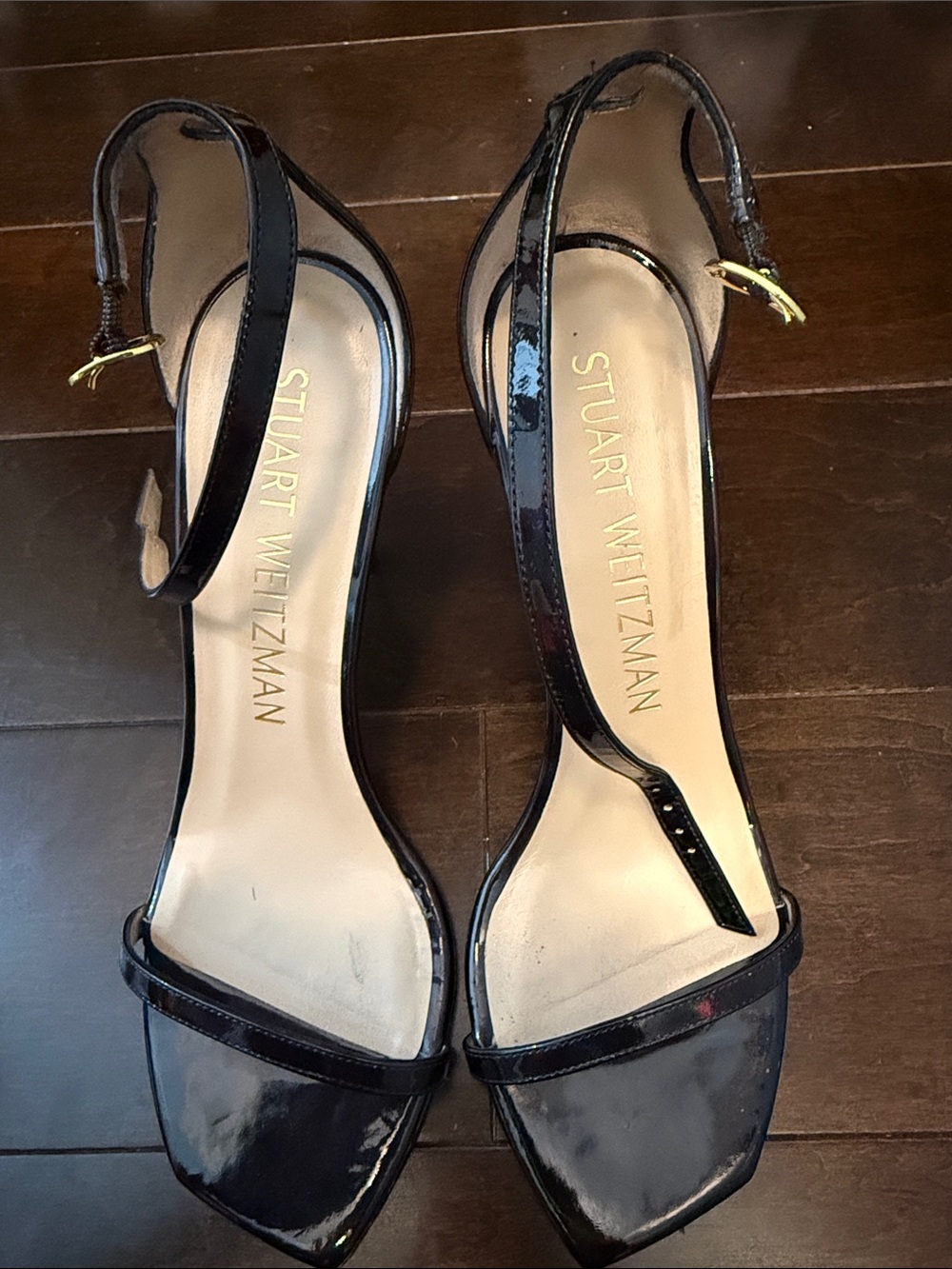 Stuart Weitzman Black Patent Slingback Heels